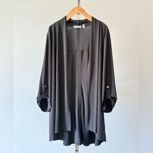 Liquid knit tunic with buttons at the back by Susan Graver Size:XL Color:Black